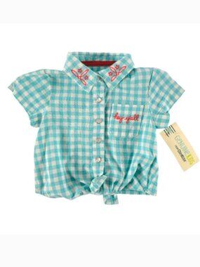 Genuine Kids by Oshkosh, Sunbleached Turquoise Check Shirt White Plaid, 12M